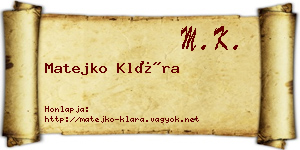 Matejko Klára névjegykártya